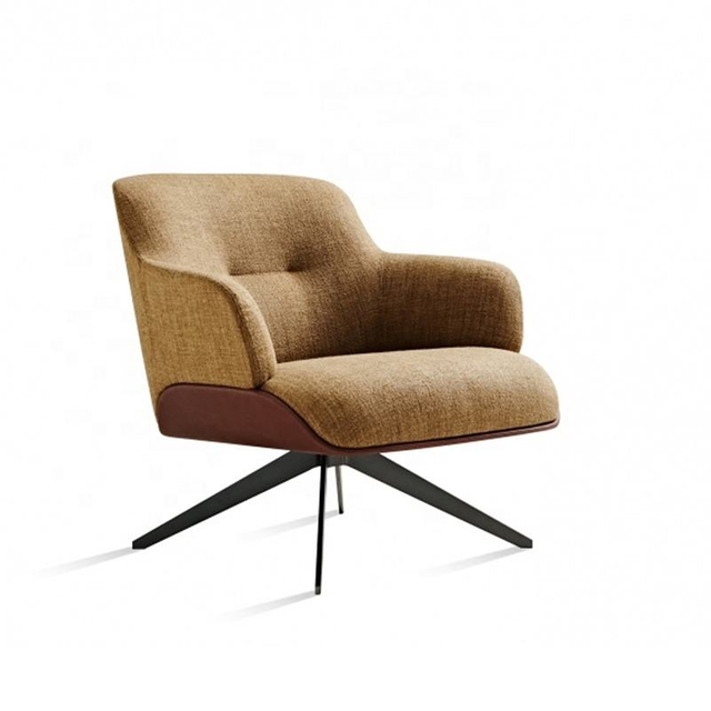 Modern Living Room Metal Leg Leisure Armchair Chair Hotel Cafe Restaurant Fabric Swivel Lounge Chair for Home