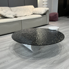 Modern Coffee Table Marble Base Living Room Round Glass Coffee Table