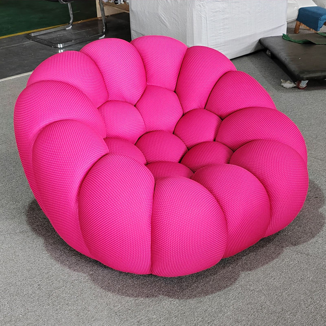 Modern Nordic Fabric Velvet Pumpkin Leisure Chair Relax Accent Chair Bedroom Sets Furniture Hotel Living Room Lazy Sofa Chairs