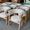 Modern Nordic Wooden Linen Fabric Dining Chairs Hotels Cafes Restaurants Round Arm Solid Wood Chairs