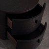 Modern Style Luxury Round Dark Walnut Nightstand With Drawer Hotel Bedroom Wood Frame Marble Top Bedside Table Furniture