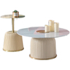 Luxury Living Room Furniture Modern Design Ceramic Top Gold Stainless Steel Round Coffee Table Set