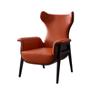 Modern Wood Leisure Chair Leather Sofa Chair Living Room Hotel Commercial Space High Back Chair