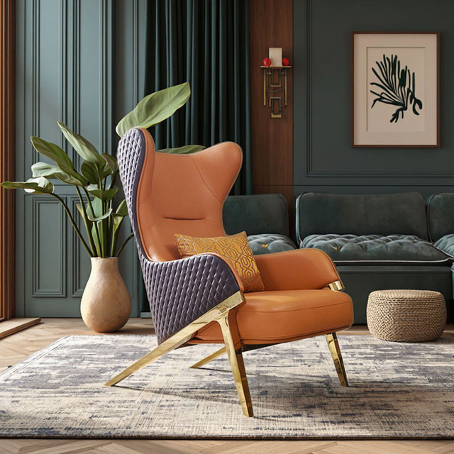 Chaise longue de luxe en acier &agrave; dossier haut, canap&eacute; Simple, Design moderne et Simple, pour Villa, maison, salon, h&ocirc;tels de luxe