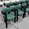 Black Solid Wood Frame Dining Chairs with Beige Fabric Leather Nordic Light Luxury Dining Chair Household Back Stool