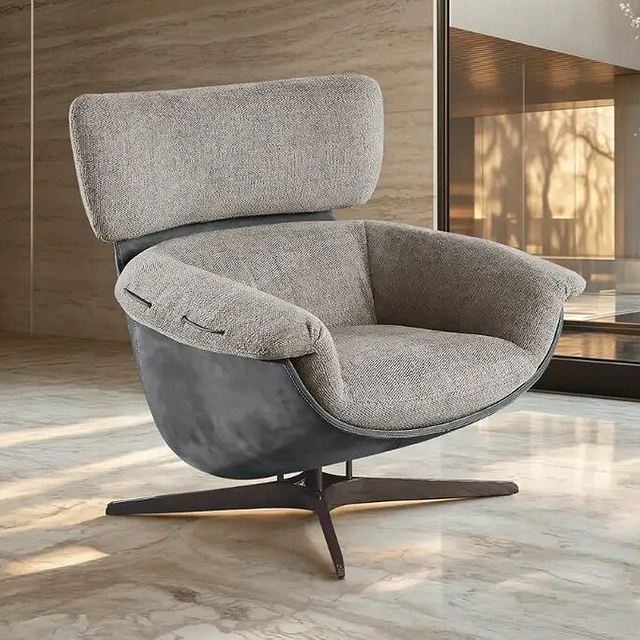 Modern Italy Designer Velvet Fabric Lounge Chair with High Back Living Room Furniture Metal Stainless Steel Legs Leisure Chair