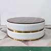 Modern Luxury Coffee Tables Can Be Customized with Embossed Leather Tempered Glass or Marble Top Living Room Round Tea Tables