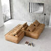 Modern Design Sectional Chesterfield Modular Luxury Living Room Furniture Couch Orange Comfortable Leather Hotel Room Sofa