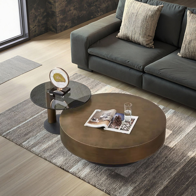 Italian Design Living Room Furniture Metal Luxury Coffee Tables Modern Simple Tempered Glass Coffee Table Set