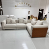 Modern Luxury Design Aluminum Saddle Leather Modern Fabric Upholstered Italian Couch Hotel Villa Living Room Sofa Set