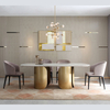 Italian Style Modern Furniture High Quality OEM Restaurant Chair Solid Wood Leg Checked Leather Hotel Dining Room Chair