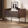 Italian Design Bedside Table Round Solid Wood Smart With 2 Drawer Large Capacity Household Cylindrical Bedroom Nightstand
