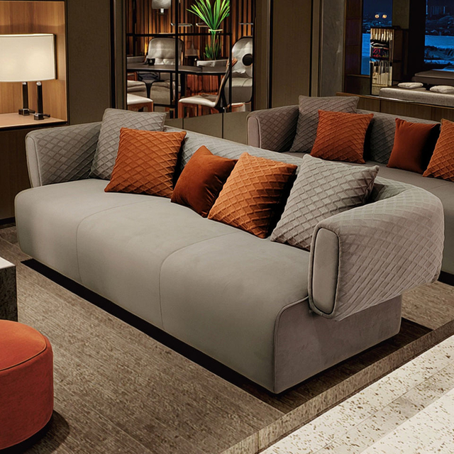 Modern Design Luxury Living Room Furniture Velvet Sofa High-quality Hotel Apartment Three Seater Couch