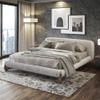 Factory Direct Sales Nordic Style Solid Wood Lamb Fabric Bed Bedroom Furniture Italian Luxury Modern King Size Bed Set