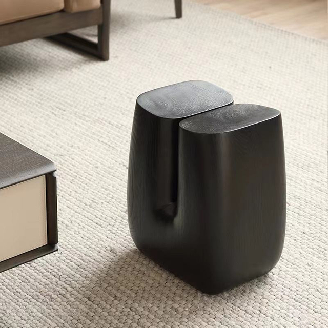 Modern Italian U-Shaped Corner Table Solid Wood Concrete Paint Stool Minimalist Creative Dressing for Living Room Hotel Use