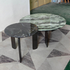 Luxury Marble Coffee Table Set Round Modern Stainless Steel Hotel Villa Living Room Furniture