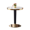 Contemporary Simple Style Coffee Table Gold Chromed Base Round White Marble Top Restaurant Dining Table
