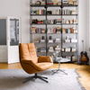 Modern Style Home Hotel Office Furniture China Factory PU Leather Grey Color Fabric Rotatable High Backrest Lounge ArmChair