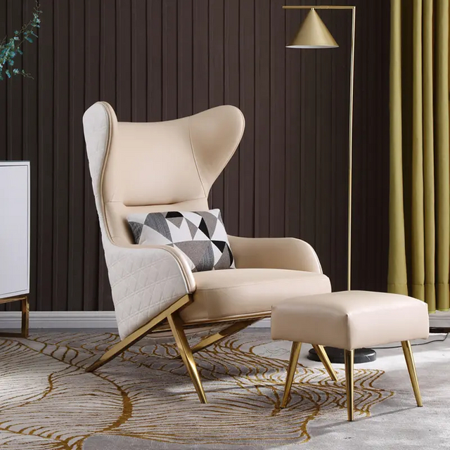 Ensemble de chaise en cuir wabi-sabi moderne de luxe &agrave; dossier haut, style nordique, meubles de maison de loisirs, canap&eacute; de salon