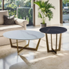 Modern Stainless Steel Gold Plating Marble Top Round Coffee Table Living Room Hotel Furniture