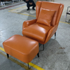 Modern Chair With Foot Pad Living Room Reclining Chair Metal Leather Hotel Leisure Chair Can Be Customized