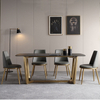 Italian Rectangular Marble Dining Table Stainless Steel Gold Leg Dining Set of 6 Chairs