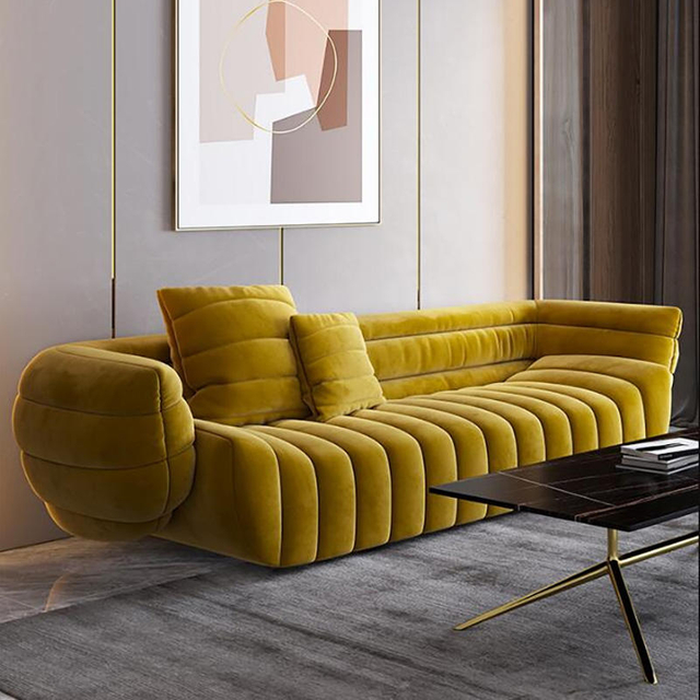 Modern Luxury Home Furniture Creative Design Velvet Sofa for Two Sleeping Couch Fabric Living Room Sofa Set