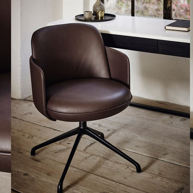 Modern Simple Aluminum Alloy Four-star Rotatable Dining Chair Design of Hotel Living Room Dining Room Leather Dining Chair