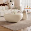 Modern Tea Table with Fiberglass Circular Design Family Living Room Hotel Apartment Cream Style Coffee Table
