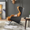 Chinese Supplier Living Room Armchair Iron Metal Frame Orange Hotel Leather Covers