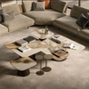 Fashion Design Luxury Furniture Metal Gold Grey Center Table Living Room Sofa Table Coffee Table Set