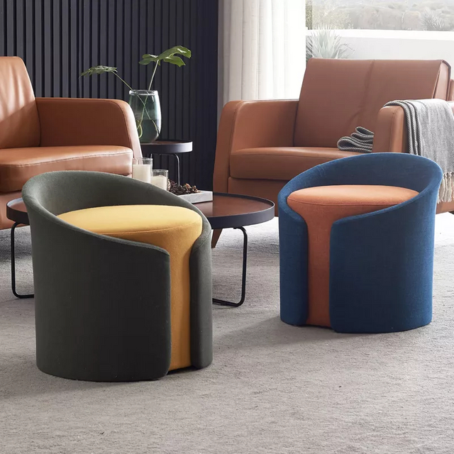 Modern Indoor Home Luxury Round Foot Step Living Room Furniture Office Leisure Area Velvet Ottoman Designer Low Stool