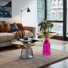 Modern Coffee Table Set Luxury Hotel Apartment Showroom Furniture Side Table Round Design Glass Tea Table for Living Room