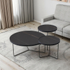 Round Marble Coffee Table for Small Spaces Living Room Modern Metal Side Tables With Steel Legs