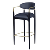Modern Luxury Leather High Chair Hotel Dining Kitchen Aluminium Gold Plated Armrest bar Chair