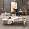 Modern Luxury Gold Stainless Steel Round Coffee Table with Marble Top Set for Home and Hotel Living Room Dining Use
