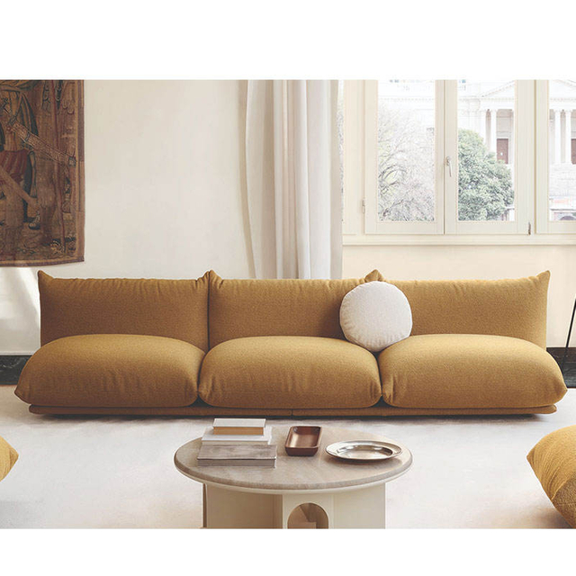Simple and Modern Design Three Seater Sofa Comfortable Cushioned Living Room Hotel Apartment Leisure Furniture Fabric Couch