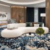 Italian Minimalist Office Reception Sofa Set New Curved Velvet Fabric Sofa Creamy Small Living Room Furniture