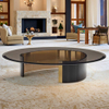 Luxury Design Coffee Table Villa Living Room Furniture Stainless Steel Tempered Glass Center Table Circular Coffee Table