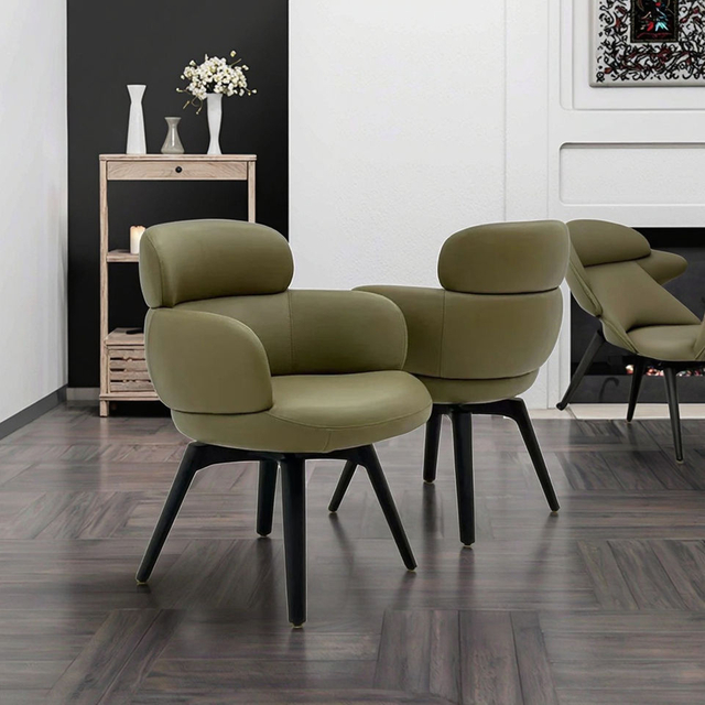 Modern Leather Swivel Dining Chair with Metal Mold Sponge Frame for Home Furniture Restaurant Chair in Apartment or Hotel Use