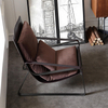 Italian Minimal Saddle Leather Fabric Lazy Couch Chair Modern Solid Iron Frame Down Filled Living Room Armchair