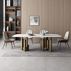 Modern Luxury Stainless Steel Leg Coffee Table Marble Stone Top Metal Dining Tables Sets