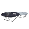 Modern Luxury Living Room Furniture Set Ceramic Top Gold Stainless Steel Round Coffee Table Home Decor Metal Accessories