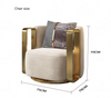 Modern Lounge Swivel Armchair Living Room Furniture Light Luxury Gold Metal Frame Velvet Fabric Single Sofa Chair