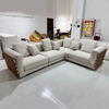 Modern Luxury Design Aluminum Saddle Leather Modern Fabric Upholstered Italian Couch Hotel Villa Living Room Sofa Set