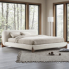 Factory Direct Sales Nordic Style Solid Wood Lamb Fabric Bed Bedroom Furniture Italian Luxury Modern King Size Bed Set