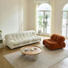 Minimalist Modern Lamb Velvet Single Sofa and Lazy Chair Set White Casual Luxury Living Room Furniture Sectional Couch