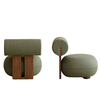 Nordic Solid Wood Fabric Living Room Chair Velvet Round Leisure Chair Hotel Apartment Room Armchair