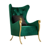 High End Luxury Leisure Living Room Wingback Sofa Chair Italian Design Gold Metal Arm Chair