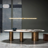 Luxury NEW Design Dining Room Furniture OVAL Table Stainless Steel Base Marble Top Smart Dining Tables for Home
